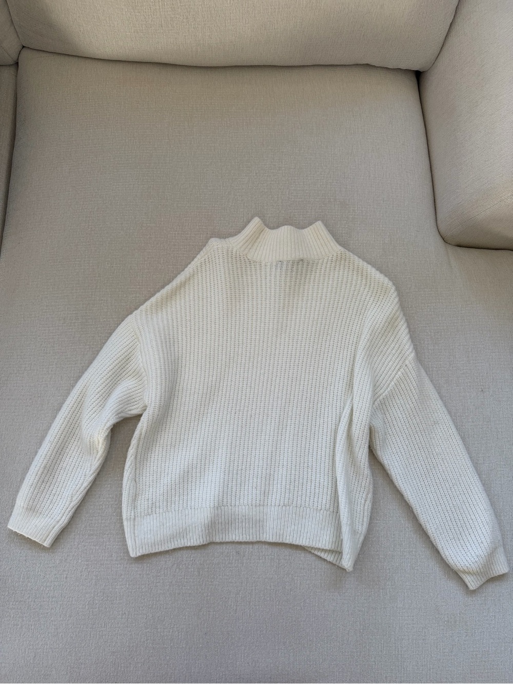 Express Cream Ribbed Mock-Neck Sweater - Picture 5 of 5